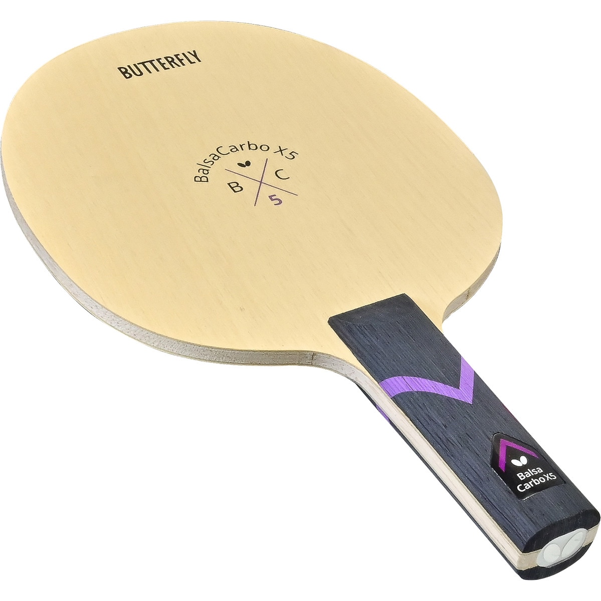 Butterfly BalsaCarbo X5 22 Blade: Diagonal View of Straight Handle Type